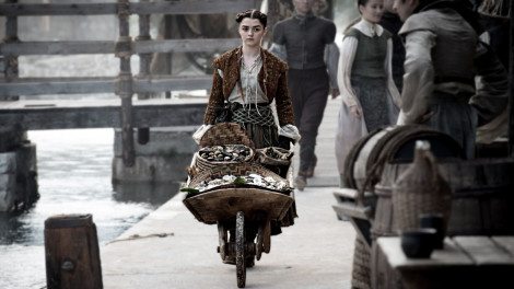 Arya's rocking the Miley Cyrus VMA performance buns. [HBO]