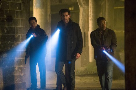 GRIMM -- "The Grimm Identity" Episode 501 -- Pictured: (l-r) Reggie Lee as Sgt. Wu, David Giuntoli as Nick Burkhardt, Russell Hornsby as Hank Griffin -- (Photo by: Scott Green/NBC)