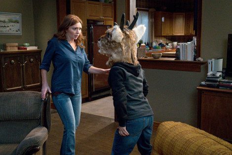 Oh, Max, why did you have to put on the deer head? [Source: Liane Hentscher/The CW]