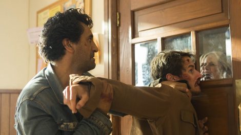 Cliff Curtis as Travis Manawa, Kim Dickens as Madison Clark, Kelly Blatz as Brandon - Fear the Walking Dead _ Season 2, Episode 14 - Photo Credit: Peter Iovino/AMC