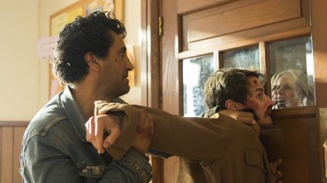 Cliff Curtis as Travis Manawa, Kim Dickens as Madison Clark, Kelly Blatz as Brandon - Fear the Walking Dead _ Season 2, Episode 14 - Photo Credit: Peter Iovino/AMC