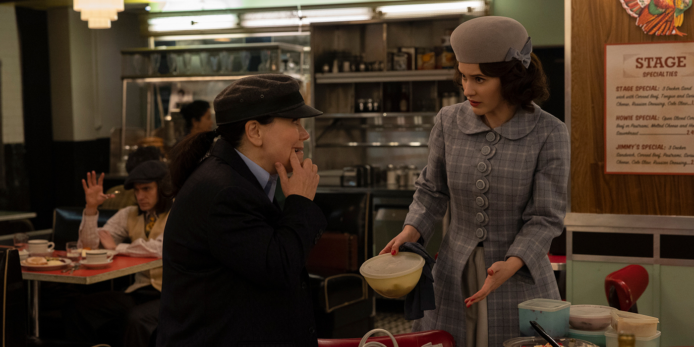 Rachel Brosnahan and Alex Borstein in The Marvelous Mrs. Maisel Season 5